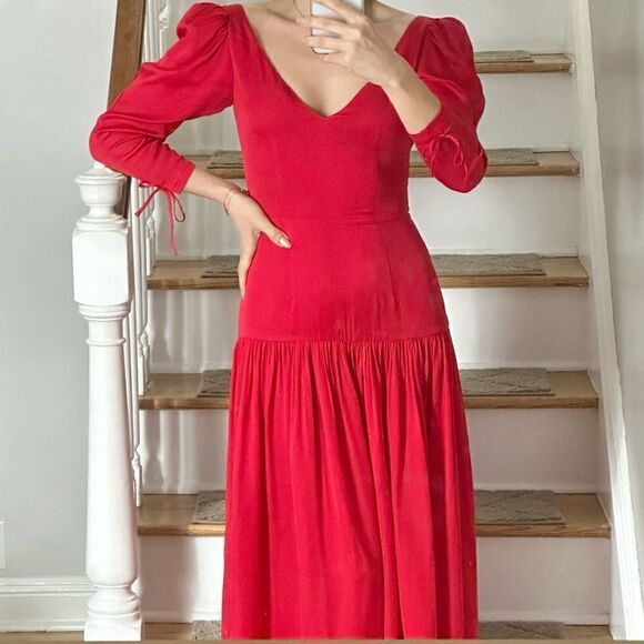 RHODE Red V Neck Dress - Picture 1 of 9